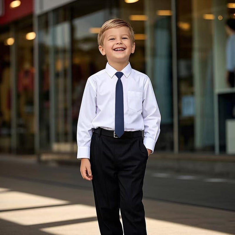 RBOCOTT Solid Color Satin Ties for Boys and Kids Pre-tied Adjustable Necktie for Age 8-12 Wedding and School Graduation - Image 3